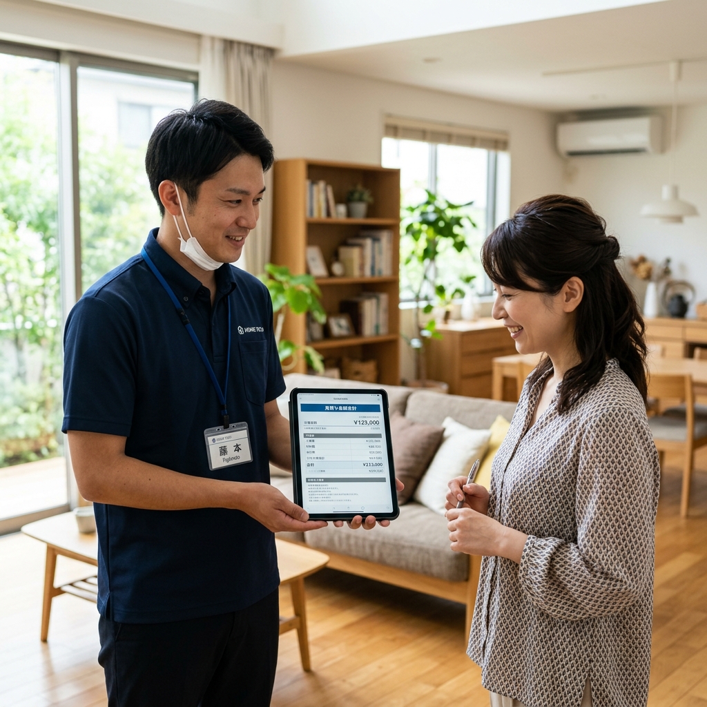 家庭内での丁寧な買取査定風景